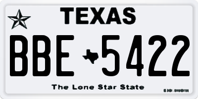 TX license plate BBE5422