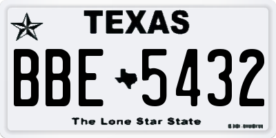 TX license plate BBE5432