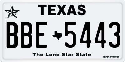 TX license plate BBE5443