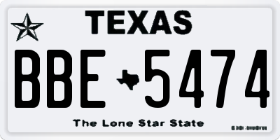 TX license plate BBE5474