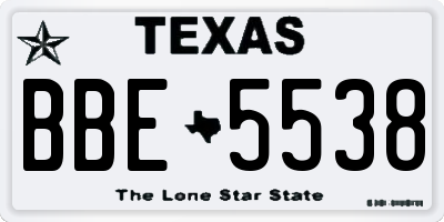 TX license plate BBE5538