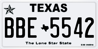 TX license plate BBE5542