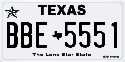 TX license plate BBE5551