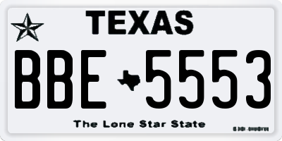 TX license plate BBE5553