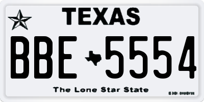 TX license plate BBE5554