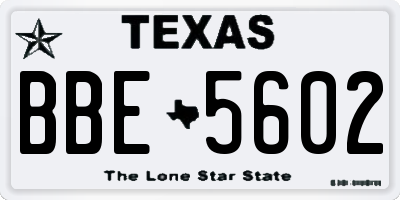TX license plate BBE5602