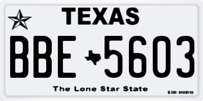 TX license plate BBE5603
