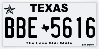 TX license plate BBE5616