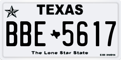 TX license plate BBE5617