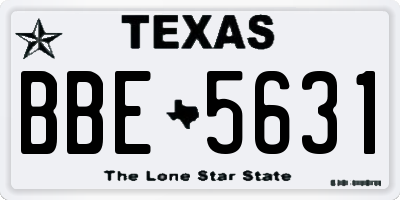 TX license plate BBE5631