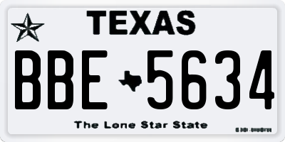 TX license plate BBE5634