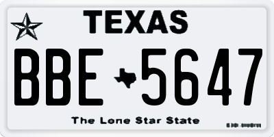 TX license plate BBE5647