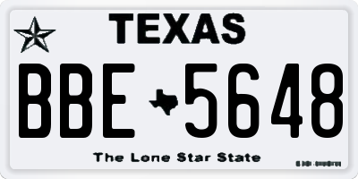TX license plate BBE5648