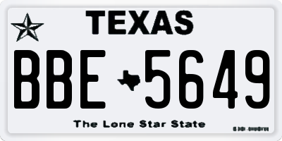 TX license plate BBE5649