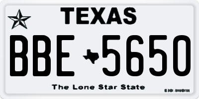 TX license plate BBE5650