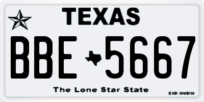 TX license plate BBE5667