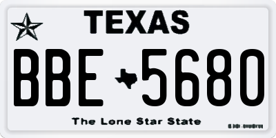 TX license plate BBE5680