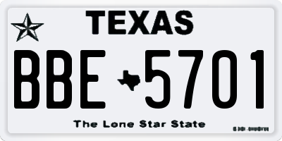 TX license plate BBE5701