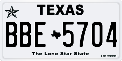 TX license plate BBE5704