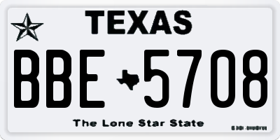 TX license plate BBE5708