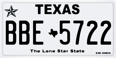 TX license plate BBE5722