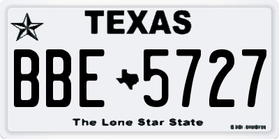 TX license plate BBE5727