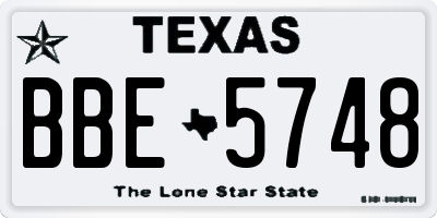 TX license plate BBE5748