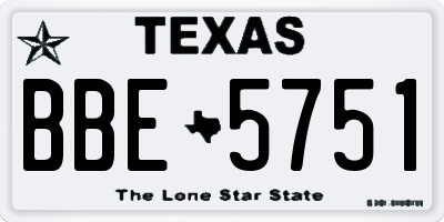 TX license plate BBE5751