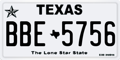 TX license plate BBE5756