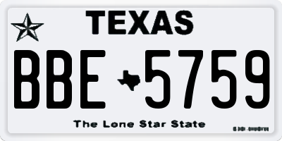 TX license plate BBE5759