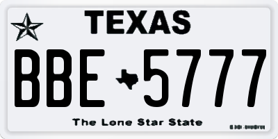 TX license plate BBE5777