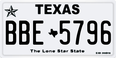 TX license plate BBE5796
