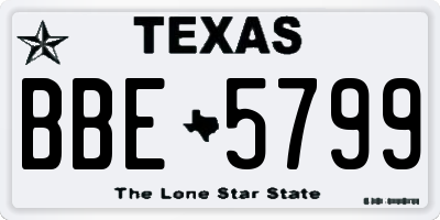 TX license plate BBE5799