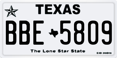 TX license plate BBE5809