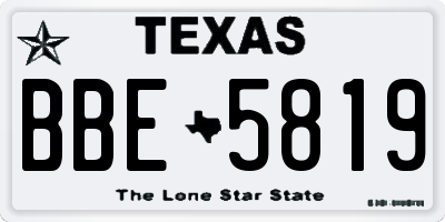 TX license plate BBE5819