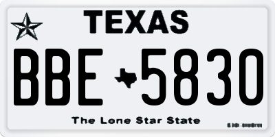 TX license plate BBE5830