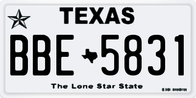TX license plate BBE5831