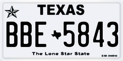 TX license plate BBE5843
