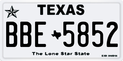 TX license plate BBE5852