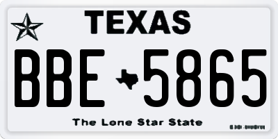 TX license plate BBE5865