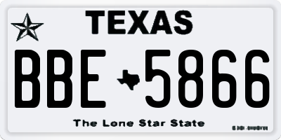 TX license plate BBE5866