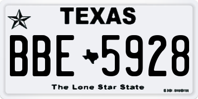 TX license plate BBE5928