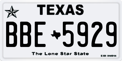 TX license plate BBE5929