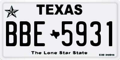 TX license plate BBE5931