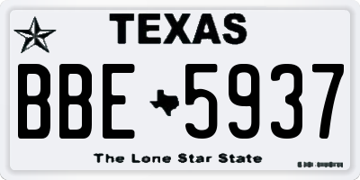 TX license plate BBE5937
