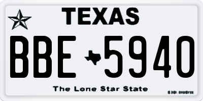 TX license plate BBE5940