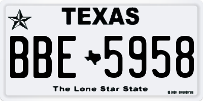 TX license plate BBE5958