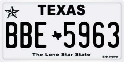 TX license plate BBE5963
