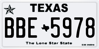 TX license plate BBE5978