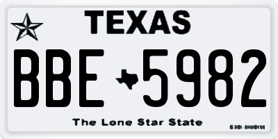 TX license plate BBE5982